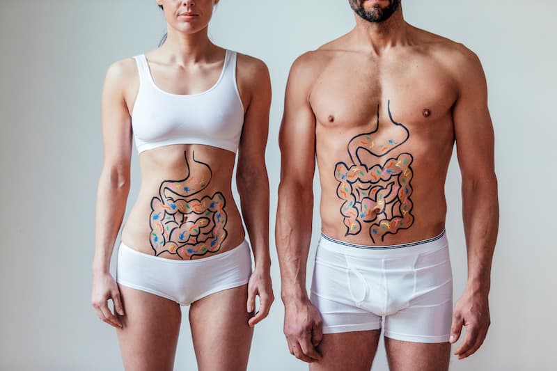 Woman and man (Lower Right Back Pain from Internal Organs)